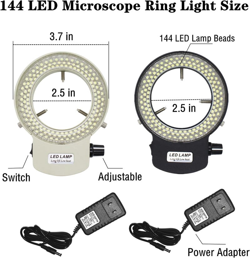 MeYouRow.C Microscope Ring Light, Light LED 144B-ZK Illuminator for lab Stereo/Camera/Monocular Binocular Trinocular Lens (White) - Image 3